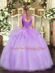 Sleeveless Lace Up Floor Length Beading Sweet 16 Dresses