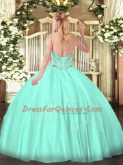 Yellow Ball Gowns Beading Quinceanera Gowns Lace Up Satin Sleeveless Floor Length