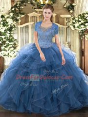 Floor Length Ball Gowns Sleeveless Teal Quinceanera Dresses Clasp Handle