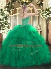 Trendy Green Sleeveless Organza Lace Up Ball Gown Prom Dress for Sweet 16 and Quinceanera