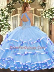Modern Floor Length Ball Gowns Sleeveless Lilac Quinceanera Dress Lace Up