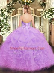 Aqua Blue Ball Gowns Organza V-neck Sleeveless Ruffles Floor Length Lace Up Sweet 16 Quinceanera Dress