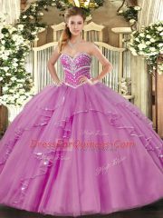 Floor Length Ball Gowns Sleeveless Lilac Quinceanera Dresses Lace Up