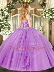 Floor Length Ball Gowns Sleeveless Lilac Quinceanera Dresses Lace Up
