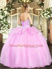 Chic Light Blue Organza Lace Up Sweetheart Sleeveless Floor Length Quinceanera Dresses Beading