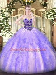 Floor Length Ball Gowns Sleeveless Lavender Sweet 16 Quinceanera Dress Lace Up