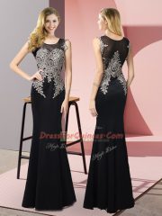 Dazzling Floor Length Mermaid Sleeveless Black Homecoming Dress Side Zipper
