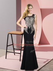 Dazzling Floor Length Mermaid Sleeveless Black Homecoming Dress Side Zipper