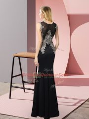 Dazzling Floor Length Mermaid Sleeveless Black Homecoming Dress Side Zipper