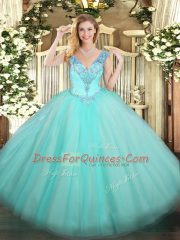Sleeveless Beading Lace Up Ball Gown Prom Dress
