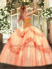 Affordable Floor Length Quinceanera Gown Sweetheart Sleeveless Lace Up