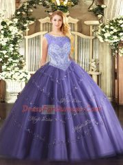 Floor Length Ball Gowns Sleeveless Lavender Sweet 16 Dress Lace Up