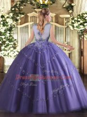 Floor Length Ball Gowns Sleeveless Lavender Sweet 16 Dress Lace Up