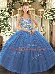 Tulle Sleeveless Floor Length Vestidos de Quinceanera and Appliques