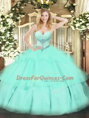 Luxury Sleeveless Beading and Ruffled Layers Lace Up Sweet 16 Dress