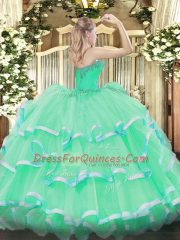 Noble Apple Green Sleeveless Organza Lace Up Sweet 16 Quinceanera Dress for Sweet 16 and Quinceanera