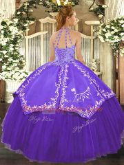 Discount Aqua Blue Sleeveless Floor Length Beading and Embroidery Lace Up Sweet 16 Quinceanera Dress