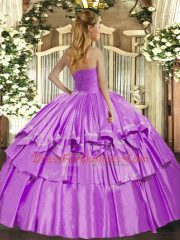 Blue Ball Gowns Ruffled Layers Quinceanera Gowns Lace Up Organza Sleeveless Floor Length