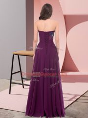 Fashion Floor Length Dark Purple Prom Dress Sweetheart Sleeveless Lace Up