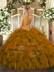 Hot Selling Sleeveless Beading and Ruffles Zipper Quinceanera Gowns