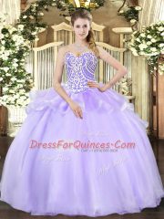 Floor Length Ball Gowns Sleeveless Lavender Sweet 16 Quinceanera Dress Lace Up