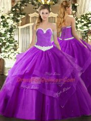 Sleeveless Appliques and Ruffled Layers Lace Up Sweet 16 Dress