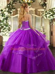 Sleeveless Appliques and Ruffled Layers Lace Up Sweet 16 Dress