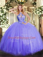 Tulle Sleeveless Floor Length Sweet 16 Quinceanera Dress and Beading