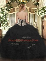 Latest Halter Top Sleeveless Organza Sweet 16 Quinceanera Dress Beading and Ruffles and Pick Ups Lace Up