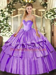 Lavender Sleeveless Ruffled Layers Floor Length Sweet 16 Dresses