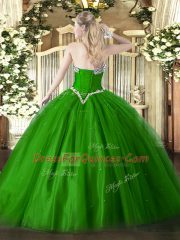 Clearance Teal Sleeveless Tulle Lace Up Quince Ball Gowns for Military Ball and Sweet 16 and Quinceanera