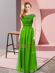 Strapless Sleeveless Zipper Prom Gown Green Chiffon
