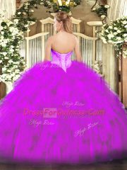 Captivating Red Sleeveless Organza Lace Up Quinceanera Dress for Military Ball and Sweet 16 and Quinceanera