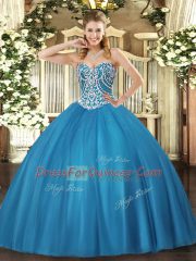 Sexy Sleeveless Beading Lace Up Ball Gown Prom Dress