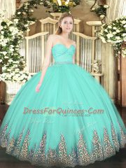 Sleeveless Zipper Floor Length Beading and Lace and Appliques Sweet 16 Dress