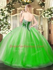 Dynamic Yellow Green Quinceanera Dress Military Ball and Sweet 16 and Quinceanera with Beading and Ruffles Strapless Sleeveless Lace Up