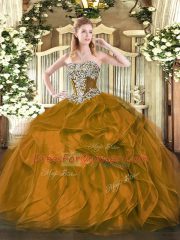 Lovely Organza Sleeveless Floor Length Vestidos de Quinceanera and Beading and Ruffles