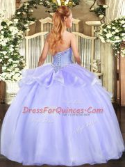 Custom Designed Floor Length Light Blue Quinceanera Dresses Strapless Sleeveless Lace Up