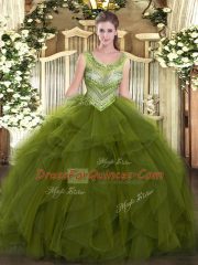 Captivating Sleeveless Beading and Ruffles Lace Up Quinceanera Gowns