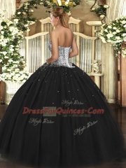 Sweetheart Sleeveless Tulle Ball Gown Prom Dress Beading Lace Up