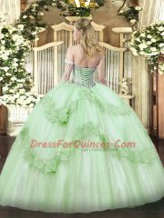 Sleeveless Lace Up Floor Length Beading and Appliques 15th Birthday Dress