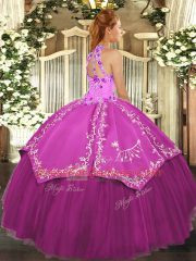Sumptuous Beading and Embroidery 15th Birthday Dress Purple Lace Up Sleeveless Floor Length