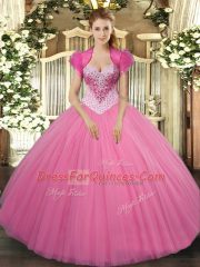 Classical Tulle Sleeveless Floor Length Quinceanera Gown and Beading