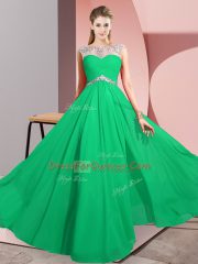 Sweet Scoop Sleeveless Chiffon Evening Dress Beading Clasp Handle
