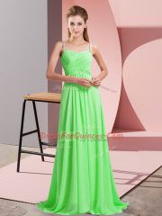 Sleeveless Beading Criss Cross Prom Dress with Sweep Train