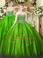 Ball Gowns Quince Ball Gowns Sweetheart Satin Sleeveless Floor Length Lace Up