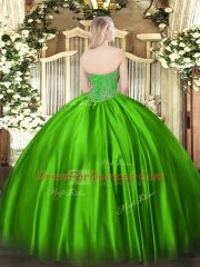 Ball Gowns Quince Ball Gowns Sweetheart Satin Sleeveless Floor Length Lace Up