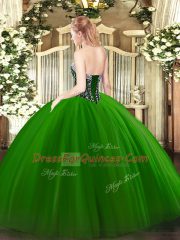 Fashionable Sweetheart Sleeveless Tulle 15 Quinceanera Dress Beading Lace Up