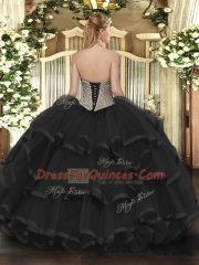 Floor Length Ball Gowns Sleeveless Peach Sweet 16 Dresses Lace Up