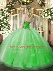Green Halter Top Neckline Beading and Ruffles Sweet 16 Dress Sleeveless Lace Up